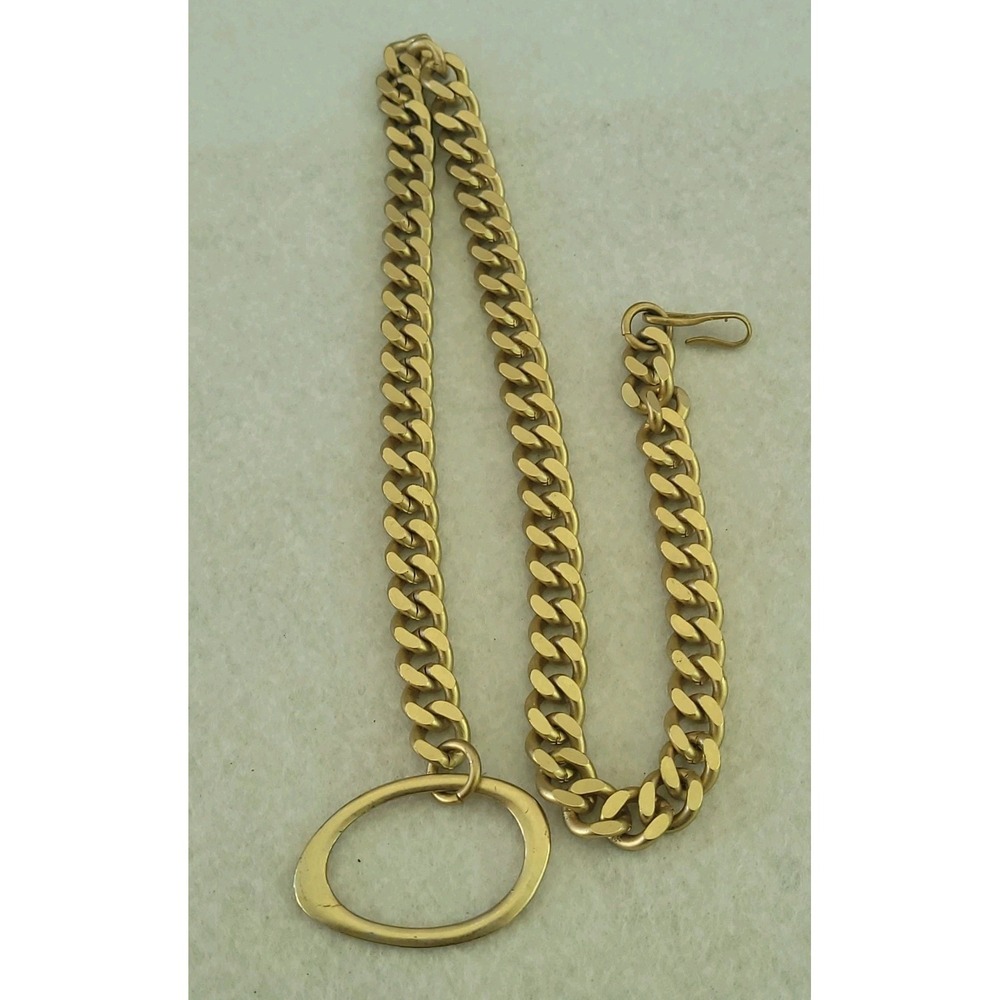 Vintage Albert Pocket Watch Chain Heavy Curb Link Dog Clip Bolt Ring 16" 66g